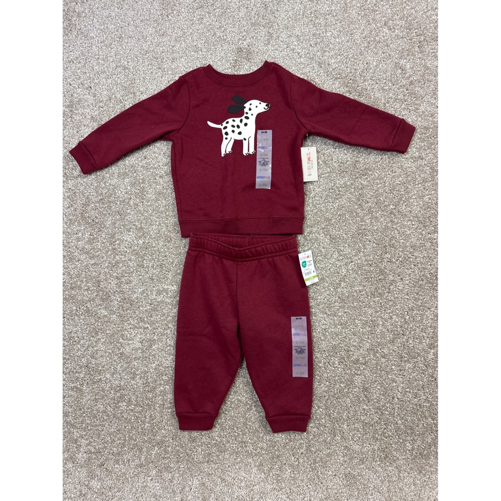 Garanimals Baby Boys Dalmatian Sweatshirt and Joggers Set Burgundy 6-9 Months